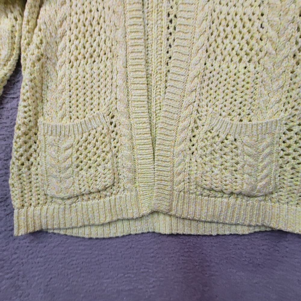 Anthropologie Serenity Cardigan Womens M/L Chartreuse Yellow Open Knit Spring - Picture 4 of 16